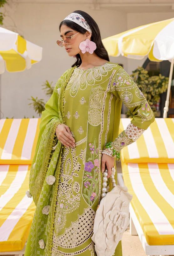 Parishay Most Demanding Design Parrot Green Color Wz-08 Premium Pure Lawn With Khaadi Net Emb Duppata 26