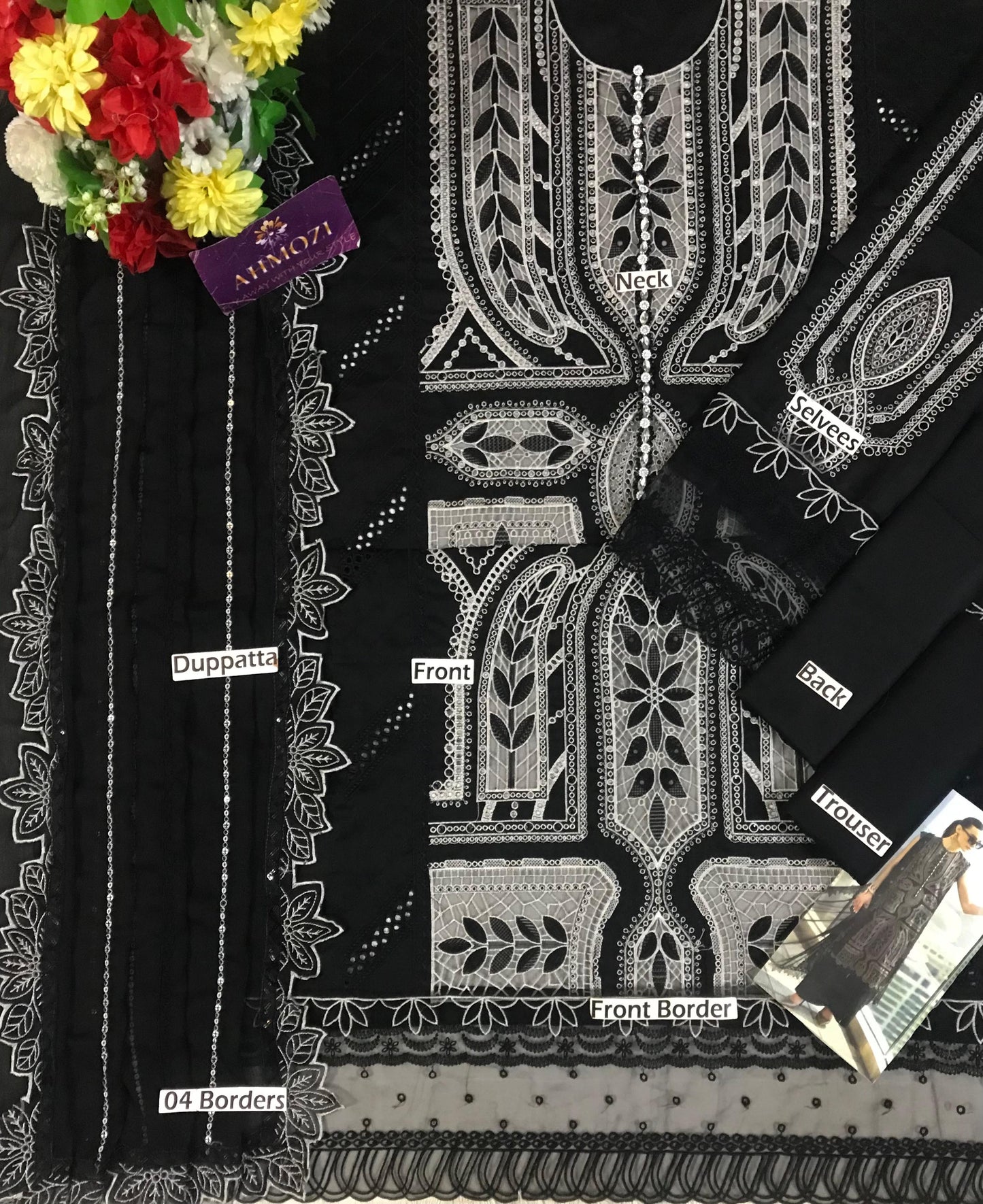 Maria B Luxury Wz-06 Black Premium Lawn Chikankari Dress With Heavy Chiffon Emb Duppata 2026